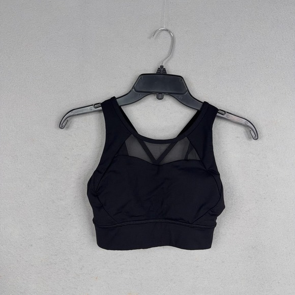 Lululemon Sports Bra Womens 4 Black Mesh Criss Cross Back Padded Breathe It In - Picture 3 of 15